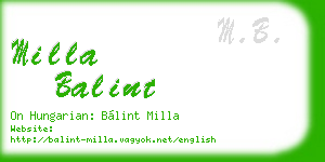 milla balint business card